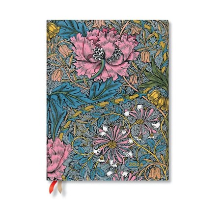 Morris Pink Honeysuckle (William Morris) Ultra Horizontal 12-month Dayplanner 2024 (Elastic Band Closure)