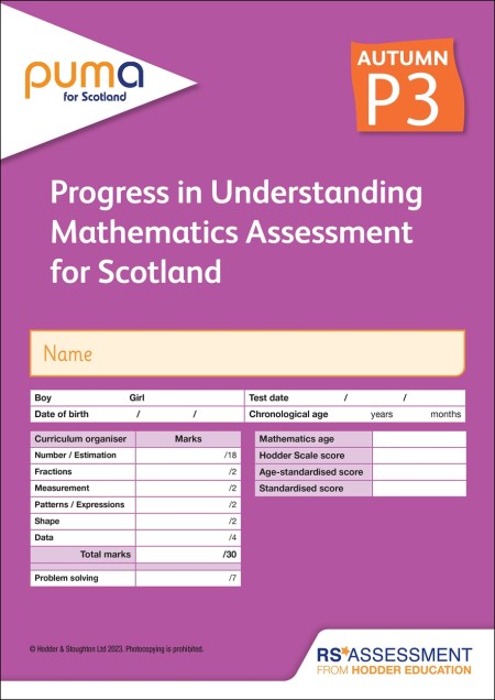 PUMA for Scotland P3, Autumn PK10 (Progress in Understanding Mathematics Assessment)