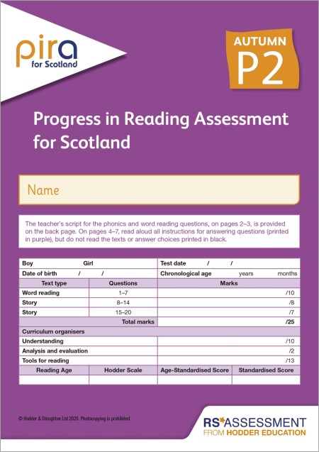 PiRA for Scotland P2, Autumn PK10 (Progress in Reading Assessment)