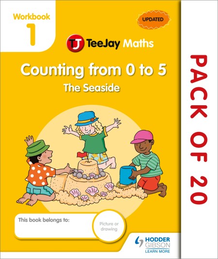 TeeJay Maths CfE Early Level Workbook 1 (Pack of 20): Counting from 0 to 5: The Seaside